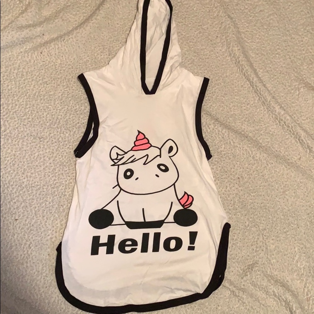 On Fire Hi bye unicorn hooded tank size large